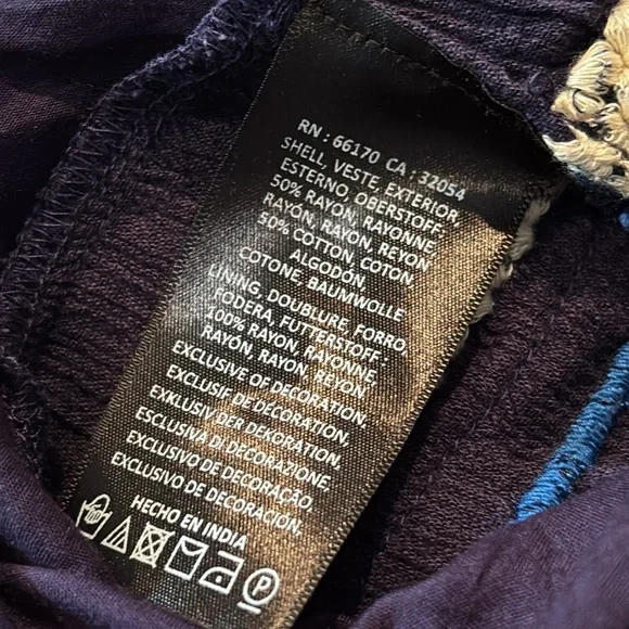 Anthropologie Palos Verdes Tasseled Tank Navy and Red - size 16 - Picture 8 of 8